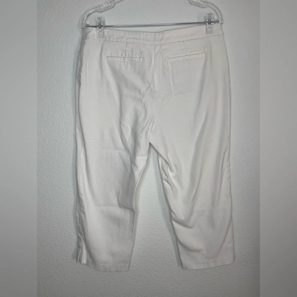 Cato White Textured Fabric Button Zipper Capris Summer Casual